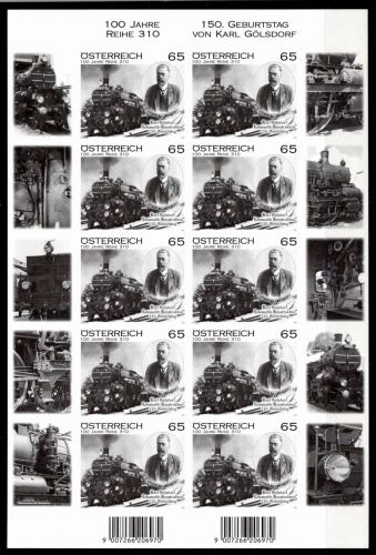 Österreich 2916 postfrisch als Schwarzdruck-Kleinbogen #OD371