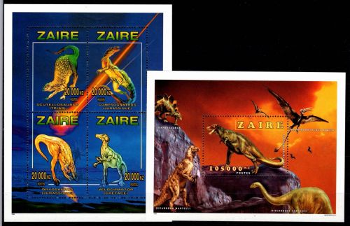 Zaire Block 63 + 1140-1143 postfrisch Dinosaurier #OD398
