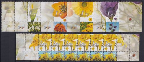 Israel postfrisch 6er + 8er Streifen Schnittblumen #OD332