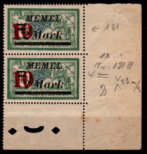 Memel 121 III postfrisch im Rand etwas fleckig #OK629