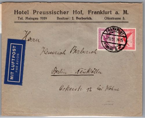 Deutsches Reich W 22 auf Brief Einzelfrankatur #ON727