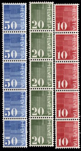 Schweiz 933-935 mit Nr. postfrisch Fünferstreifen Rolle #ON736
