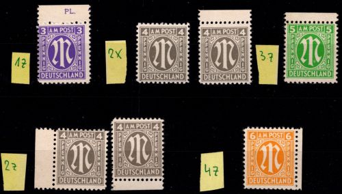 Alliierte Besetzung Bizone 2 x, 2 z, 3 z, 4 z postfrisch LOT #ON752