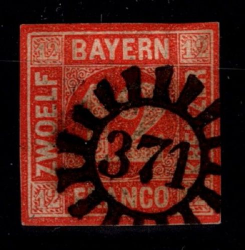 Bayern 13 gestempelt allseitig Lupenschnitt, gMR 371 #NS999