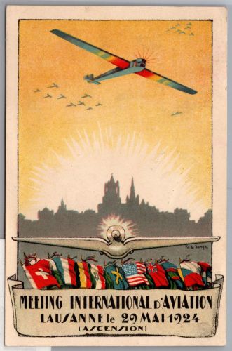 Schweiz 181 auf Ausstellungskarte Flugtag Lausanne 1924 #ON839