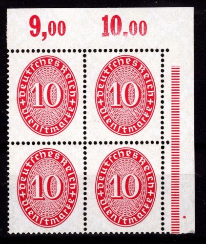 Deutsches Reich Dienst 117 X P OR postfrisch 4er Block #OO467
