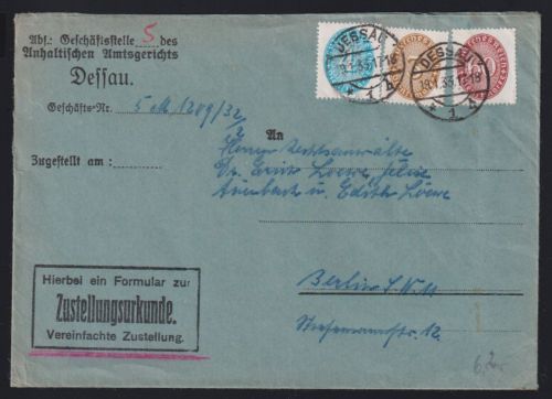 Deutsches Reich Dienstmarken 114, 122, 127 auf Brief #ON975