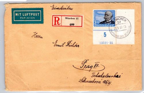 Deutsches Reich 539 y HAN auf Brief Einschreiben #OO217