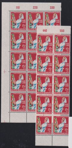 Saarland 441-444 Ecke 1+3 postfrisch 10er+15er Block OR x 5 #ON890