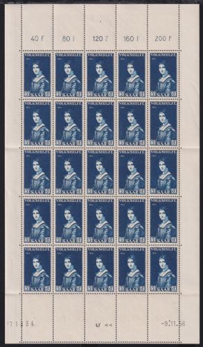 Saarland 376-378 Br postfrisch 25er Bogen #ON891