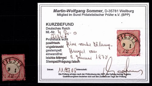 Deutsches Reich 4 gestempelt Ausgabemonat, Befund Sommer #OO793