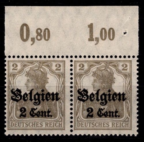 Deutsche Besetzung 1. WK Belgien 10 P OR postfrisch als Paar #OO962