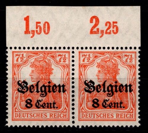 Deutsche Besetzung 1. WK Belgien 13 b I P OR postfrisch als Paar #OO967