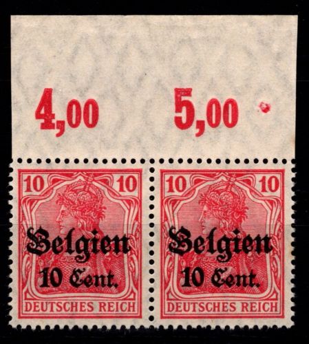 Deutsche Besetzung 1. WK Belgien 14 c II P OR postfrisch als Paar #OO970