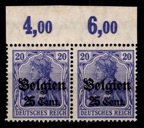 Deutsche Besetzung 1. WK Belgien 18 c P OR postfrisch als Paar #OO975