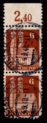 All. Besetzung Bizone 76 Oberrand X B Br gestempelt Bauten #OO376