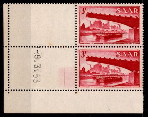 Saarland 321 Br postfrisch Paar Ecke 4 #OP009