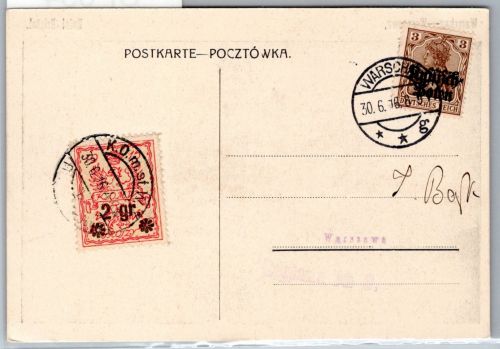 Besetzung Deutsche Post Polen 1, Stadtpost 9 Ansichtskarte Warschau #OP054