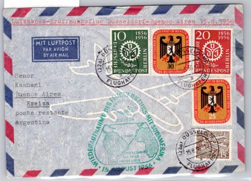 Berlin 136-137, 138-139 u.a. auf Brief Lufthansa Erstflug #OP132