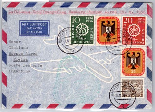 Berlin 136-137, 138-139 u.a. auf Brief Lufthansa Erstflug #OP135