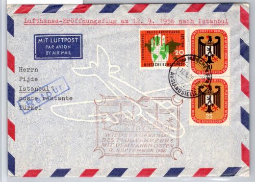 Berlin 136-137 u.a. auf Brief Lufthansa Erstflug #OP138