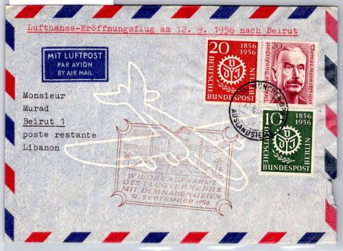 Berlin 138-139 u.a. auf Brief Lufthansa Erstflug #OP148