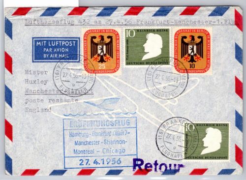 Berlin 136-137 u.a. auf Brief Lufthansa Erstflug #OP149