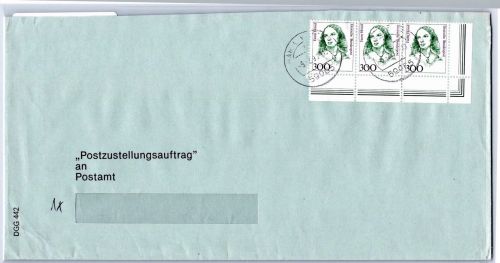 BRD Bund 1433 aus 10er Bogen auf Brief Postzustellungsauftrag #OP181