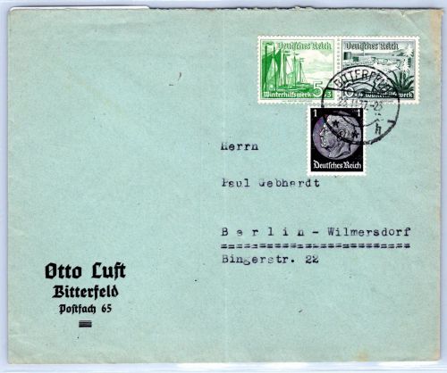 Deutsches Reich W 125 u.a. auf Brief als Zusammendruck #OP629