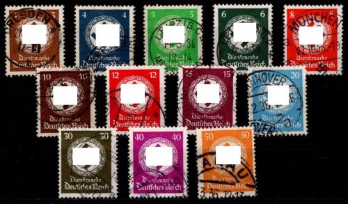 Deutsches Reich Dienstmarken 132-143 gestempelt