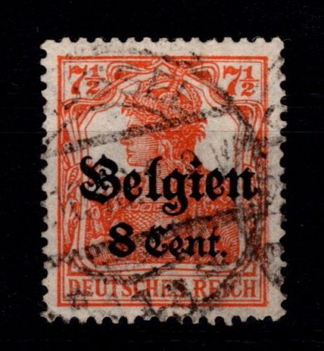 Deutsche Besetzung 1. WK Belgien 13 b I gestempelt geprüft Hey BPP #OP401