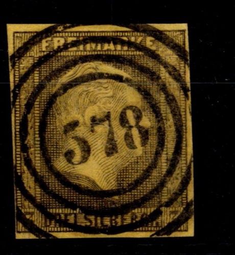 Preußen 4 gestempelt N4 578 "Hamburg", links Lupenschnitt #OP428