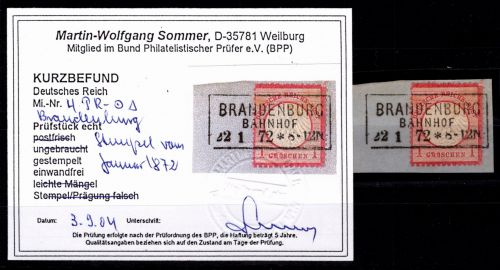 Deutsches Reich 4 gestempelt Ausgabemonat, Kurzbefund Sommer BPP #OK381
