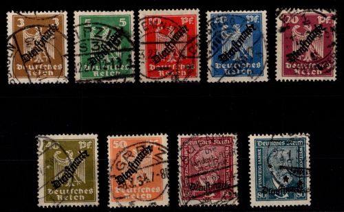 Deutsches Reich Dienstmarken D 105-113 gestempelt