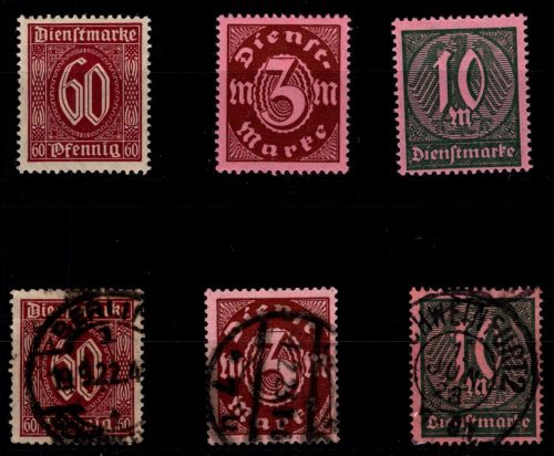 Deutsches Reich Dienstmarken D 66-68 ** postfrisch und gestempelt