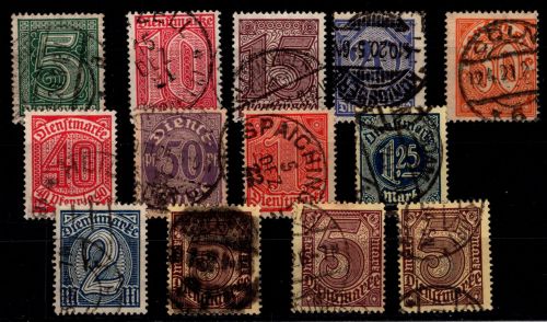 Deutsches Reich Dienstmarken D 23-33 gestempelt