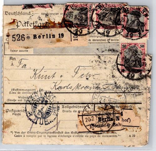 Deutsches Reich 91, 94 auf Paketkarte #OP662