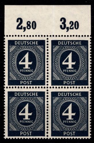 Alliierte Besetzung 914 b P OR ndgz postfrisch 4er Block, geprüft Arge #OR314