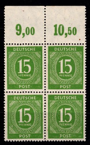 Alliierte Besetzung 922 b P OR dgz postfrisch 4er Block, geprüft Arge #OR333
