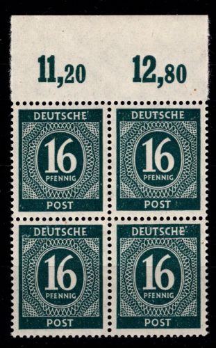 Alliierte Besetzung 923 a P OR ndgz postfrisch 4er Block, geprüft Arge #OR334