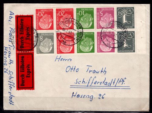 BRD Bund HBl. 8 Y auf Brief portogerecht #OR396