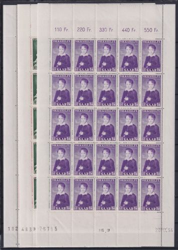 Saarland 354-356 postfrisch als Bogen #ON426
