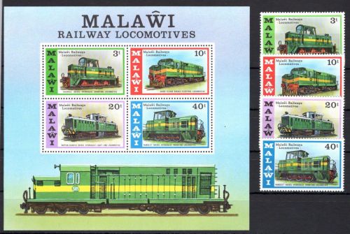 Malawi Block 45 + 267-270 postfrisch Lokomotiven #OM161