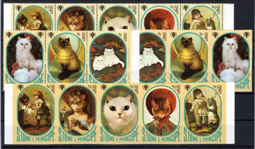 Sao Tome e Principe 730-736 A+B postfrisch Katzen #OM218