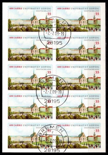 BRD Bund 2747 gestempelt Ersttagsstempel Bremen 2.7.09 auf Folienblatt 4 #OM351