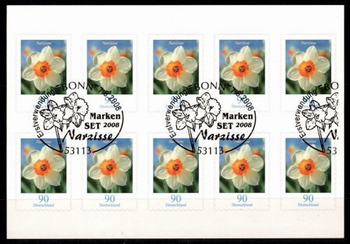 Bund Folienblatt 1 a 2515 gestempelt mit ESSt Bonn 7.8.008 #OM352