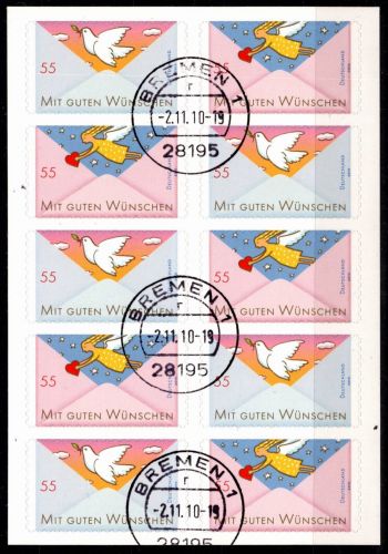 BRD Bund 2827-2828 gestempelt als Folienblatt 12a Ersttagsstempel Bremen #OM357