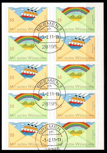 BRD Bund 2848-2849 gestempelt als Folienblatt 13 Ersttagsstempel Bremen #OM362