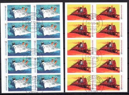 BRD Bund 2807-2908 gestempelt als Folienblatt 9 und 10, je ET-O Bremen #OM413