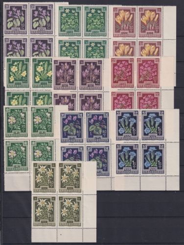 Österreich 868-877 postfrisch als 4er Blöcke Eckrand, z. T. gefaltet #OM101